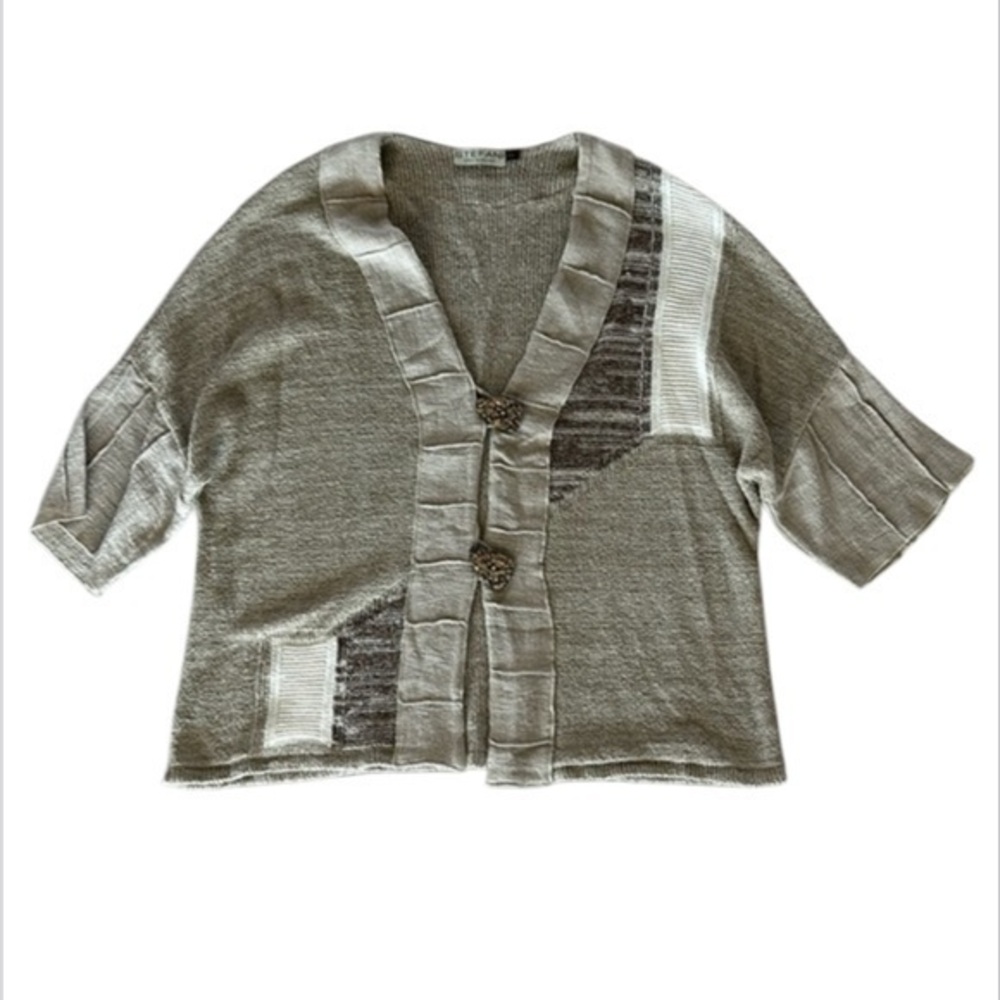 Stefani Size XXL linen blend cardigan sweater made in Europe